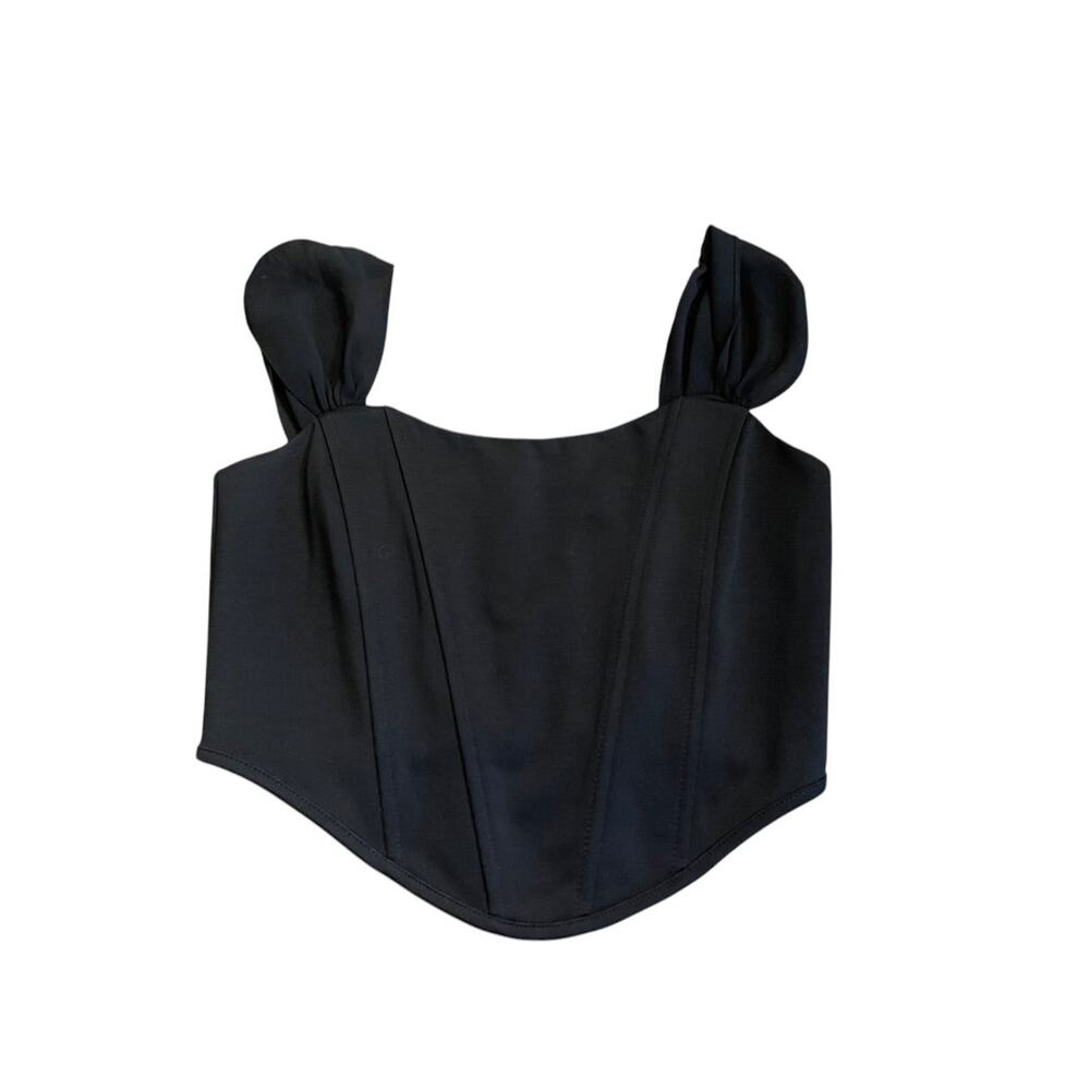 Small Altar'd State Crop Top Corset Boning Back Zipper Black